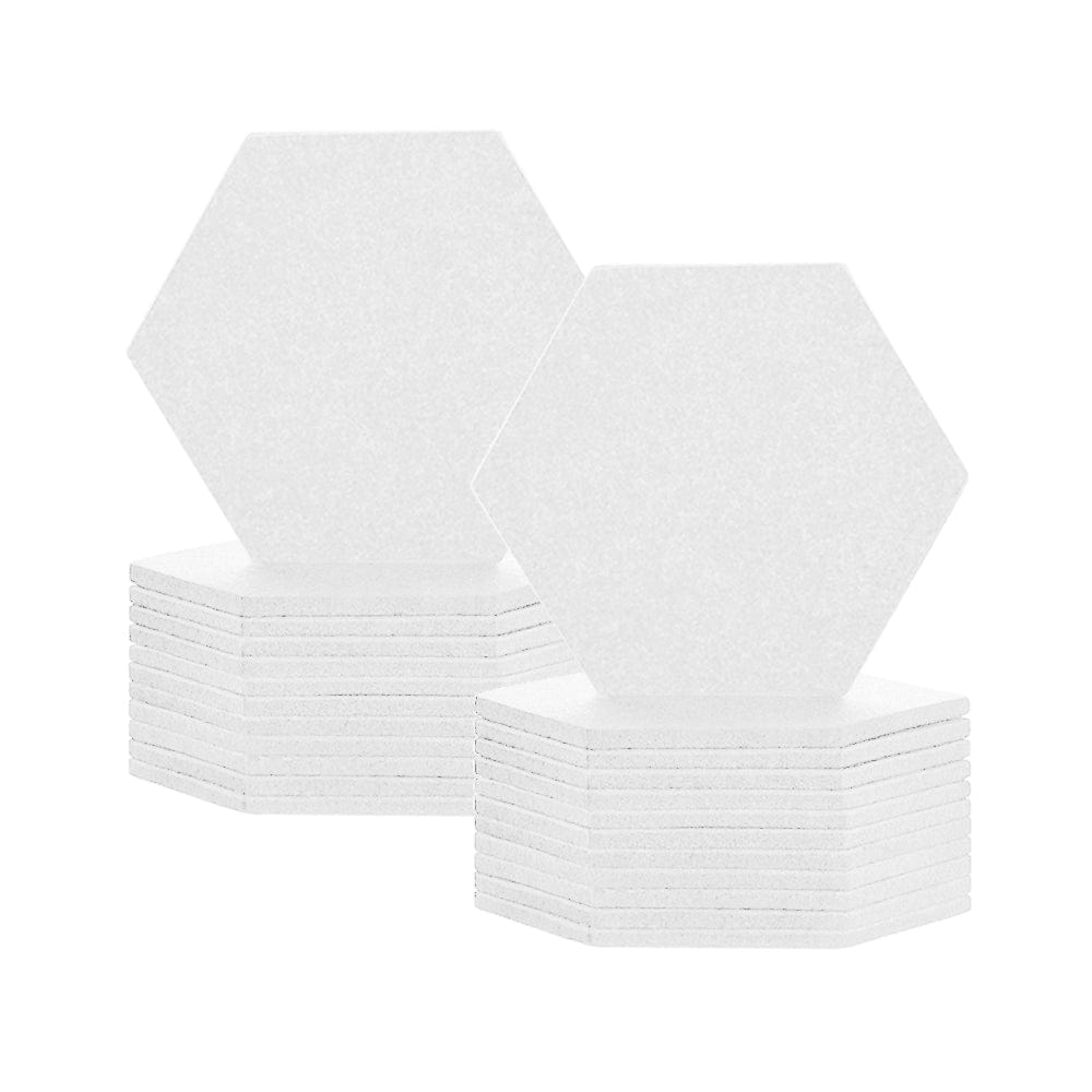 Arrowzoom Hexagon Felt Sound Absorbing Wall Panel - Solid Color - KK1224 White / 24 pieces - 17 x 20 x 1cm