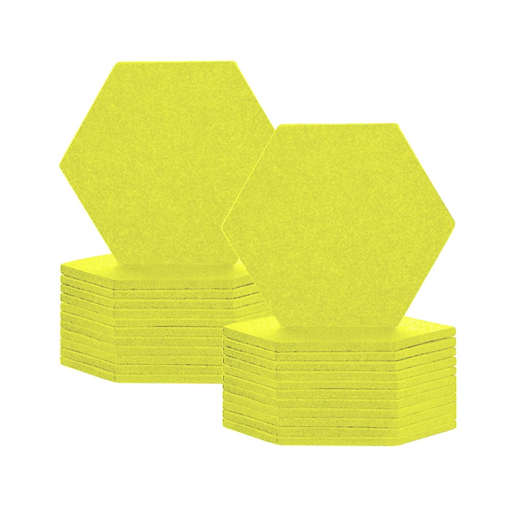 Arrowzoom Hexagon Felt Sound Absorbing Wall Panel - Solid Color - KK1224 Yellow / 24 pieces - 17 x 20 x 1cm