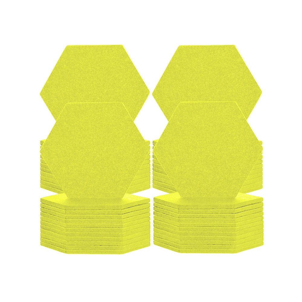 Arrowzoom Hexagon Felt Sound Absorbing Wall Panel - Solid Color - KK1224 Yellow / 48 pieces - 17 x 20 x 1cm