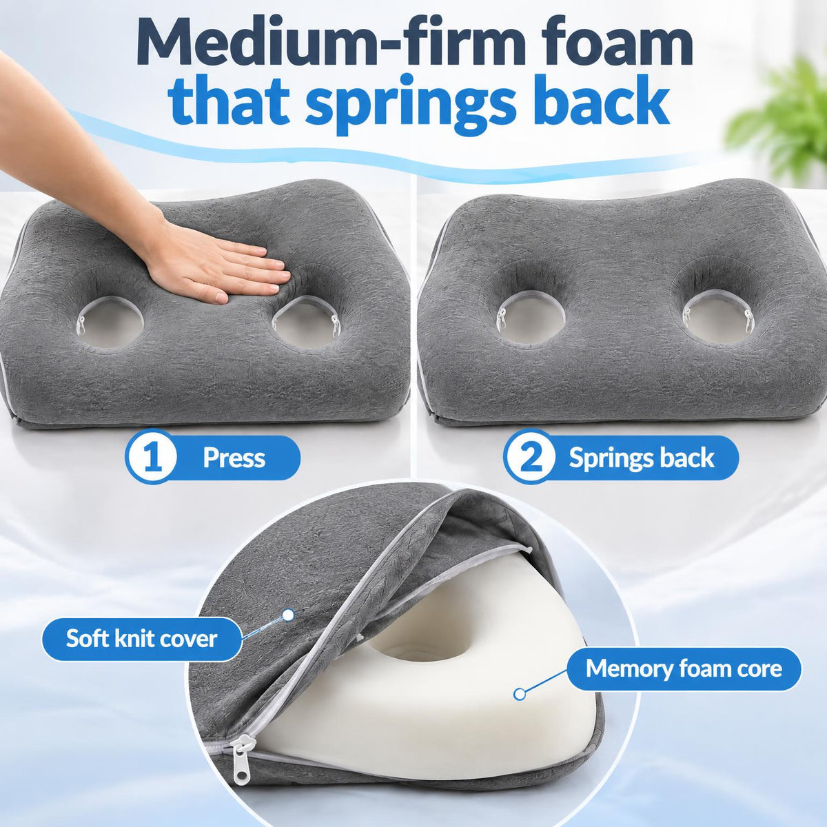 Arrowzoom Better Sleep 2 Ear Hole Memory Foam Pillow and Soundproof Ear Muffs KK1482