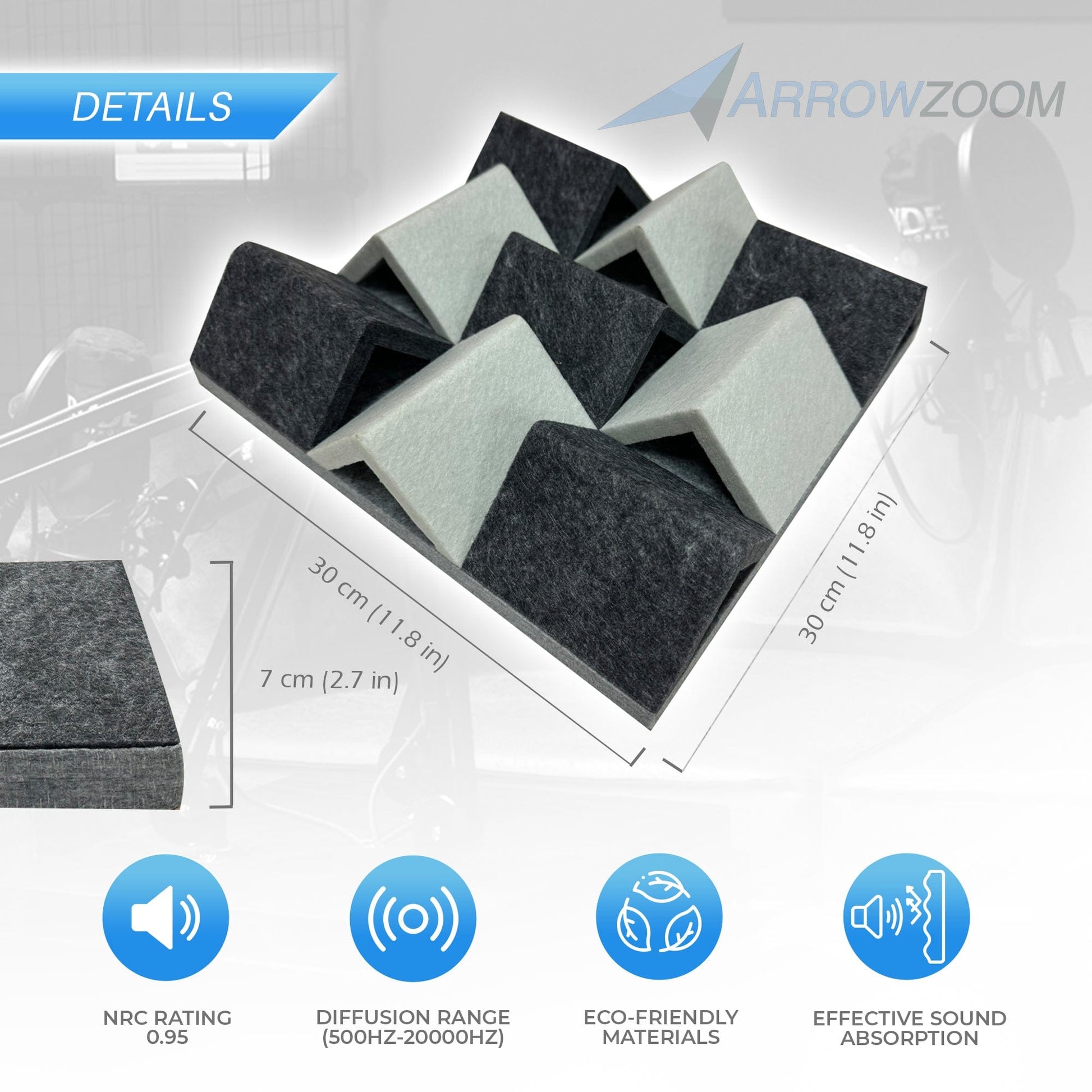 Arrowzoom Black and White 3D Felt Sound Diffuser - KK1429