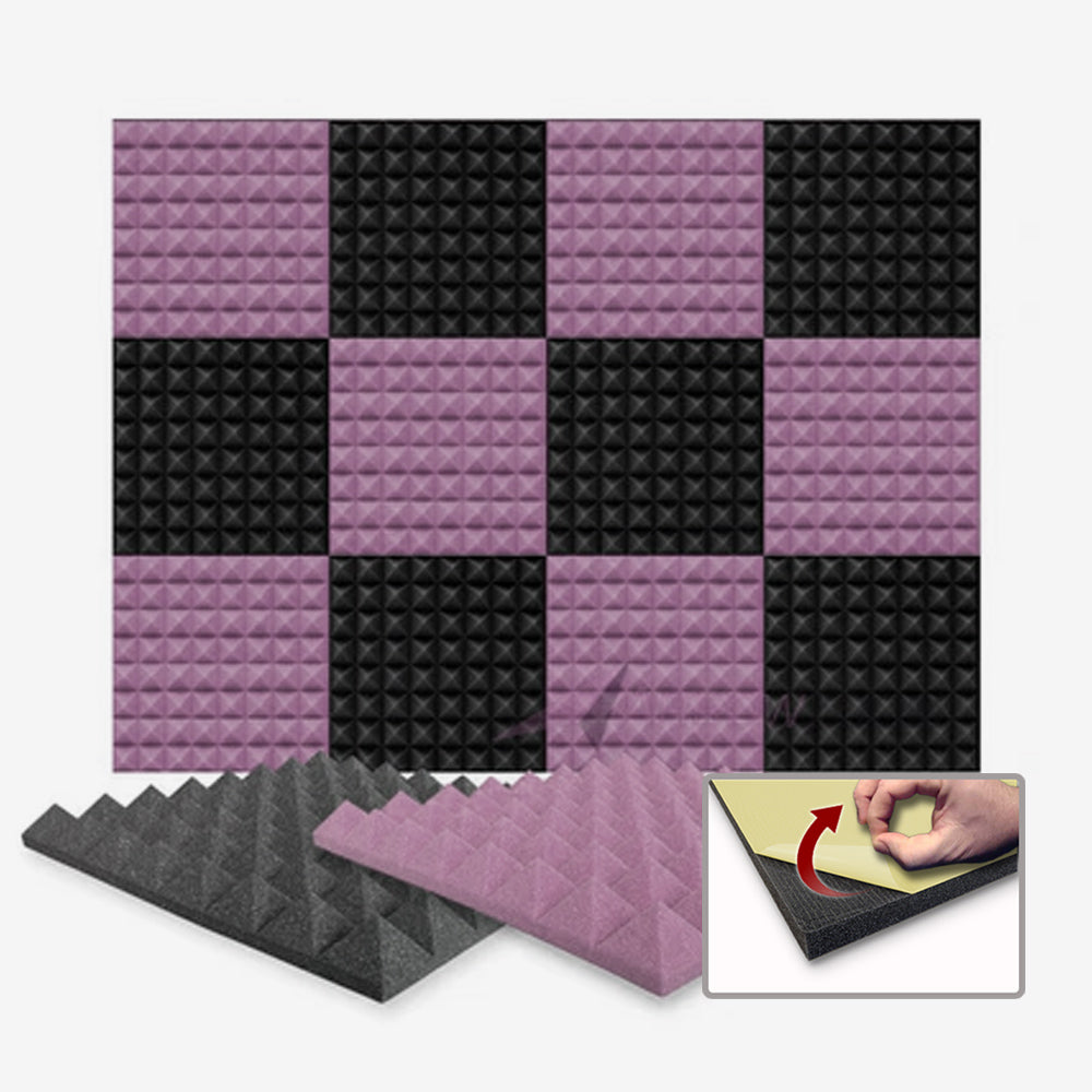 Arrowzoom Pyramid Series Acoustic Foam - Black x Burgundy Bundle - KK1034
