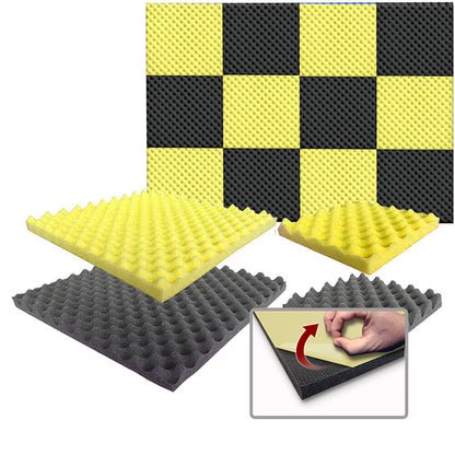 Arrowzoom Eggcrate Convoluted Series Acoustic Foam - Black x Yellow Bundle - KK1052