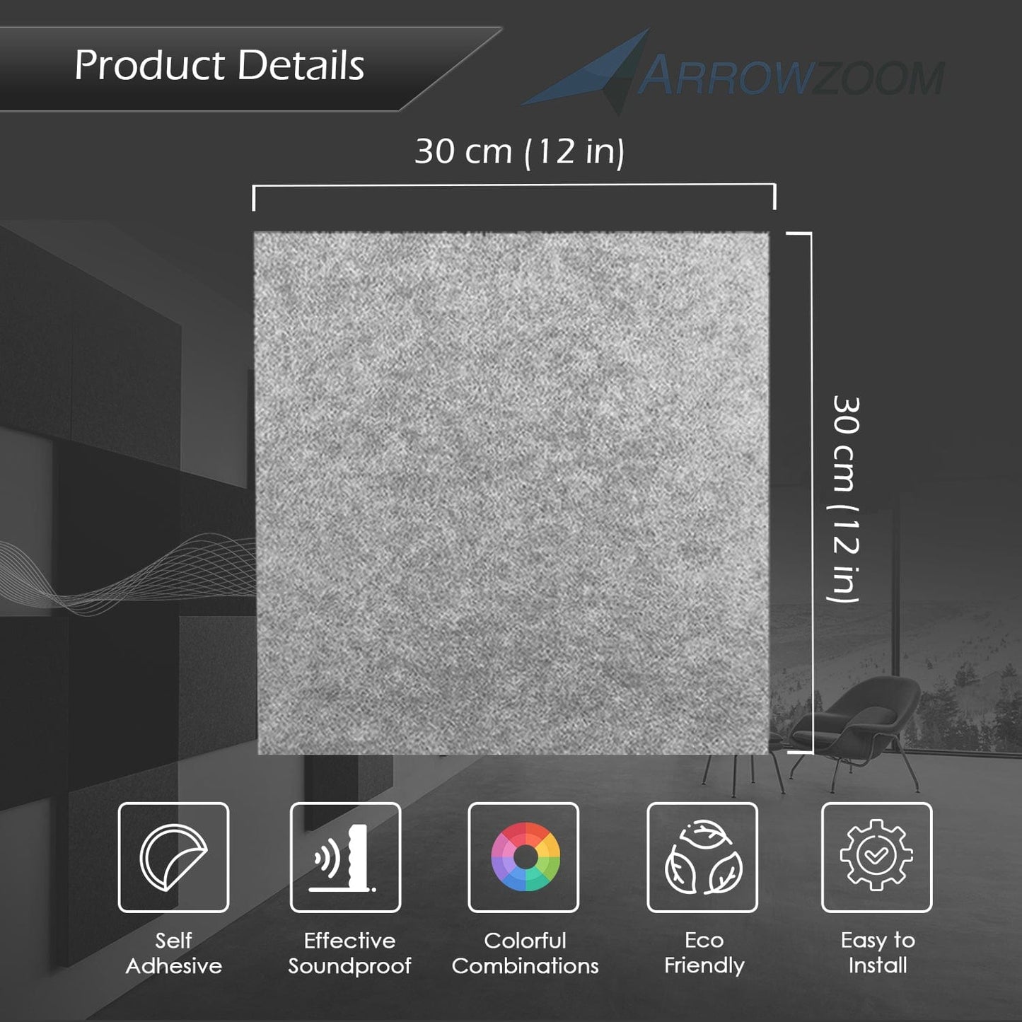 1 Piece - Arrowzoom Premium Door Kit Pro - All in One Adhesive Sound Absorbing Panels - KK1244