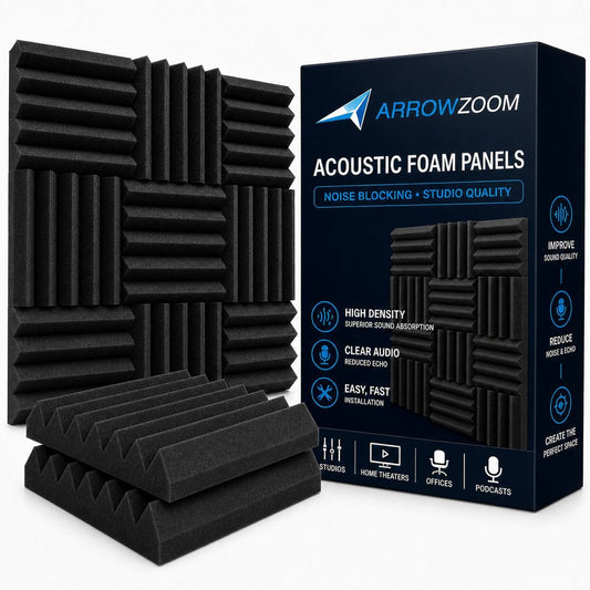 Arrowzoom Acoustic Wedge Tiles Adhesive Backed Foam- Solid Colors - KK1134