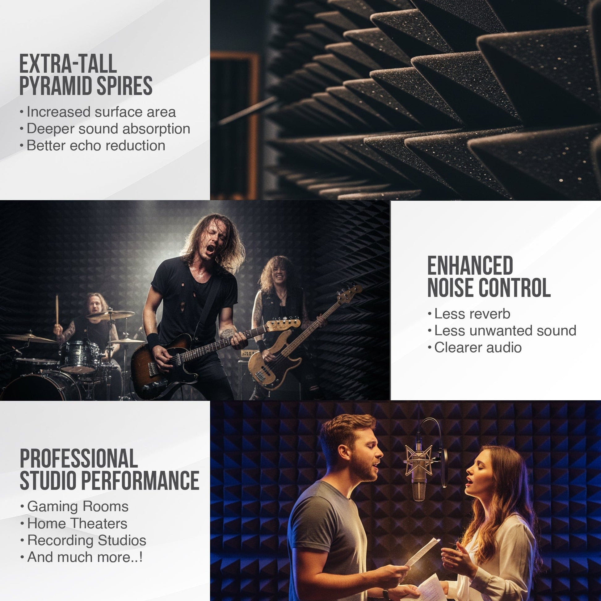 Arrowzoom Pyramid 10/15cm Thick Acoustic Foam Series PRO - Black - KK1471