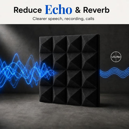 Arrowzoom Pyramid Self-Adhesive Acoustic Foam Tiles — Peel & Stick — Black x Blue Bundle - KK1034