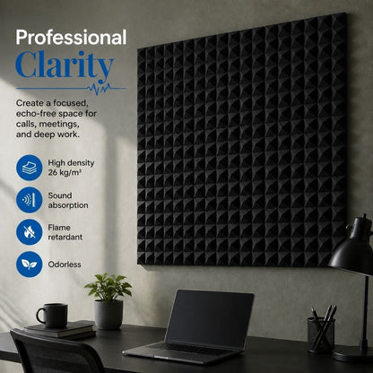 Arrowzoom Pyramid Self-Adhesive Acoustic Foam Tiles — Peel & Stick — Black x Yellow Bundle - KK1034