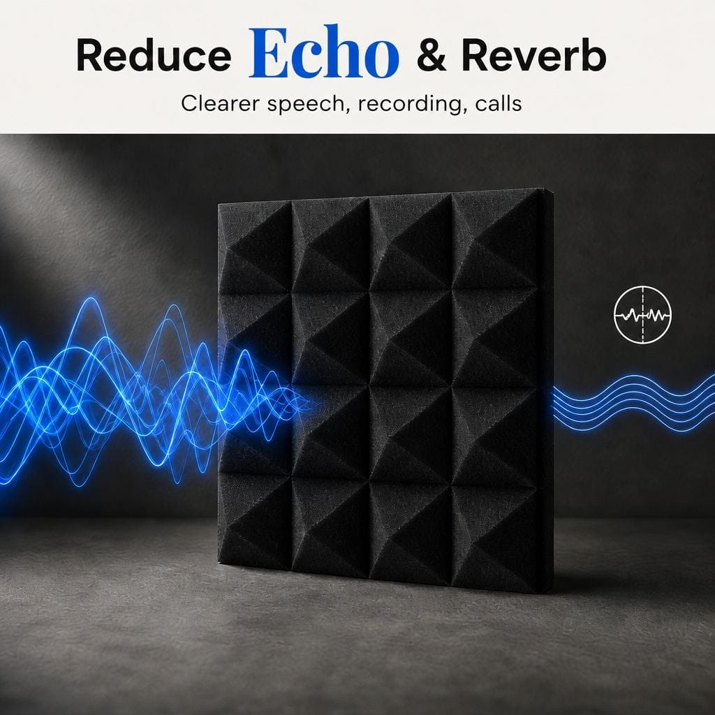 Arrowzoom Pyramid Self-Adhesive Acoustic Foam Tiles — Peel & Stick — Black x Yellow Bundle - KK1034