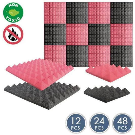 Arrowzoom Pyramid Series Acoustic Foam - Black x Red Bundle - KK1034