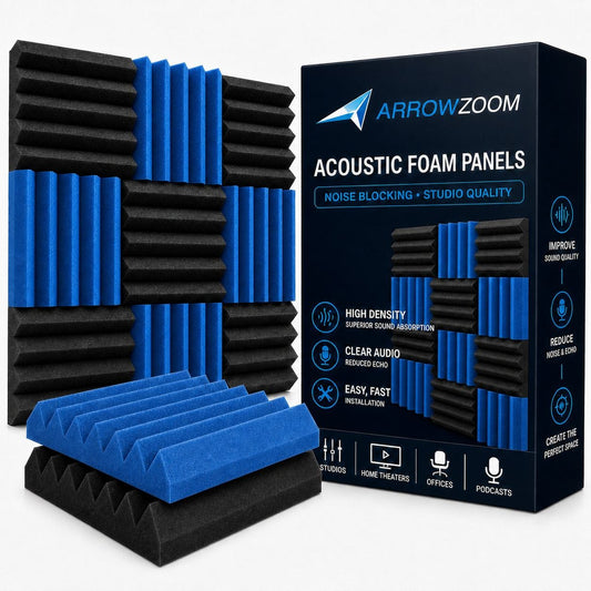 Arrowzoom Wedge Tiles Series Acoustic Foam - Black x Blue Bundle - KK1134