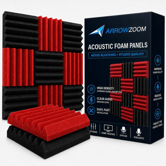 Arrowzoom Wedge Tiles Series Acoustic Foam - Black x Red Bundle - KK1134