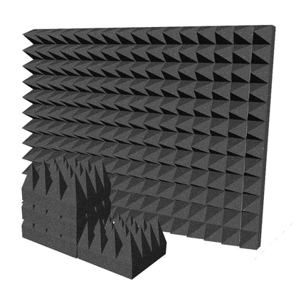 Arrowzoom Pyramid 10/15cm Thick Acoustic Foam Series PRO - Black - KK1471 Black / 12 Pieces - 25 x 25 x 15 cm / 10 x 10 x 6"