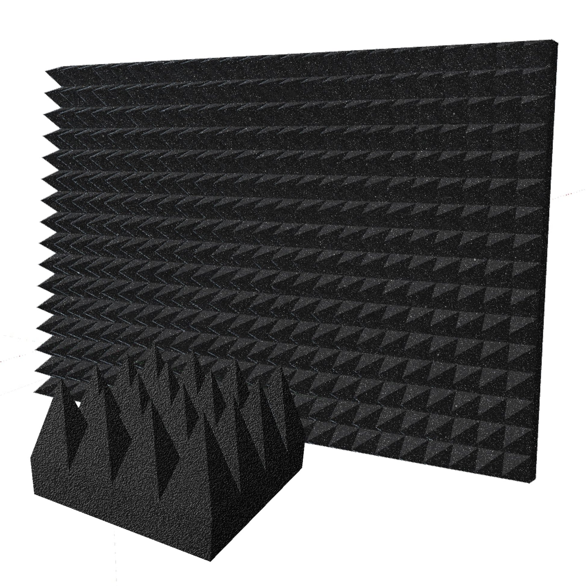 Arrowzoom Acoustic Pyramid Foam Series PRO - Black - KK1471 Black / 24 Pieces - 25 x 25 x 10 cm / 10 x 10 x 4"