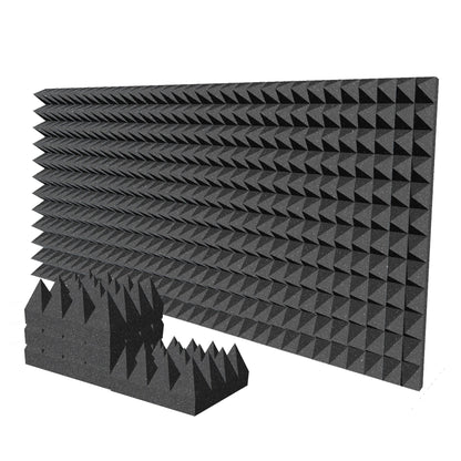 Arrowzoom Pyramid 10/15cm Thick Acoustic Foam Series PRO - Black - KK1471 Black / 24 Pieces - 25 x 25 x 10 cm / 10 x 10 x 4"