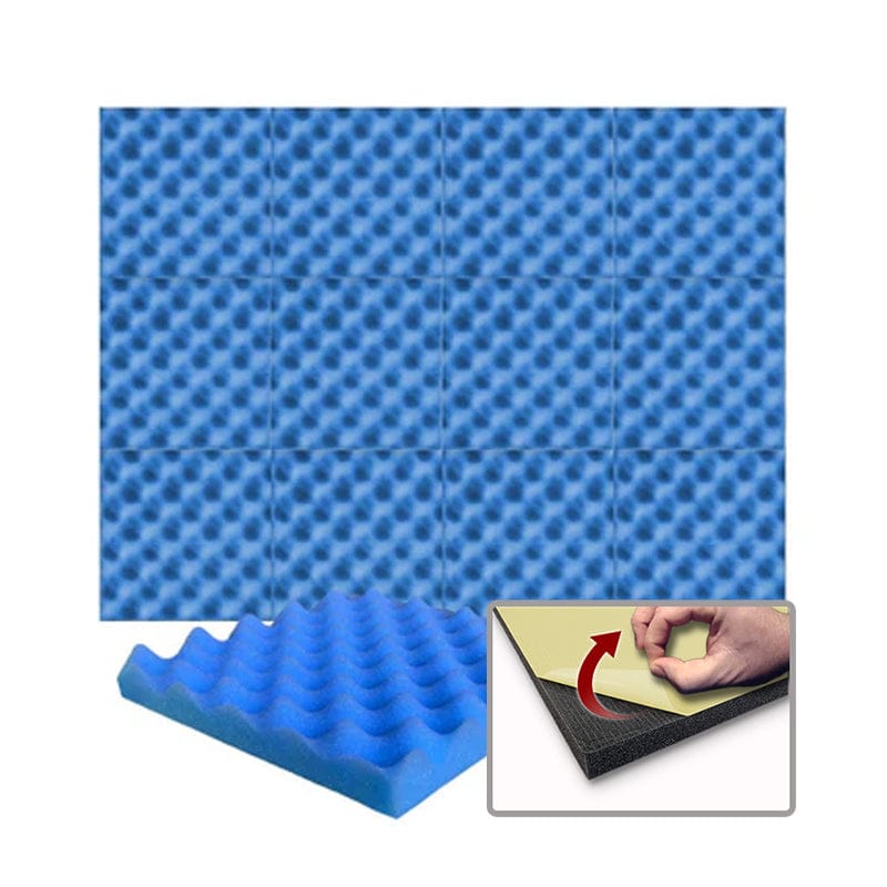 Arrowzoom Acoustic Eggcrate Foam - Solid Colors - KK1052 Blue / 1 Piece - 25 x 25 x 3 cm / 10x10x2 in / Yes - Adhesive