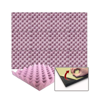 Arrowzoom Acoustic Eggcrate Foam - Solid Colors - KK1052 Burgundy / 1 Piece - 25 x 25 x 3 cm / 10x10x2 in / Yes - Adhesive