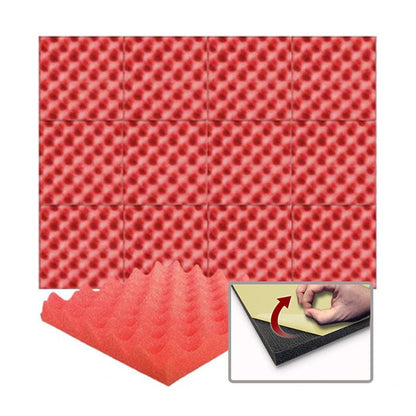 Arrowzoom Acoustic Eggcrate Foam - Solid Colors - KK1052 Red / 1 Piece - 25 x 25 x 3 cm / 10x10x2 in / Yes - Adhesive