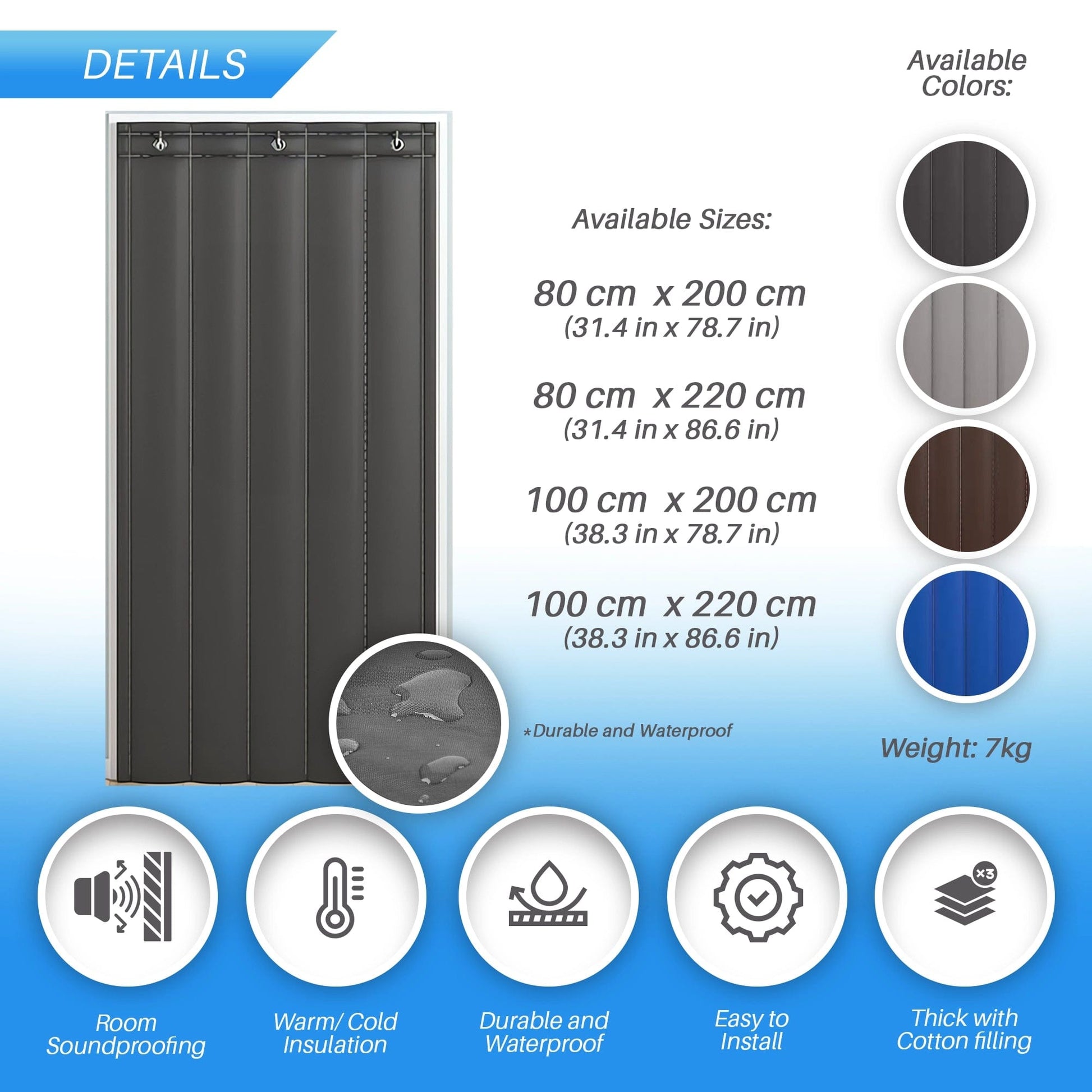 Arrowzoom Door Curtain Pro, Thick Industrial Soundproof,Waterproof for Indoor/Outdoor, Thermal Insulation - KK1455