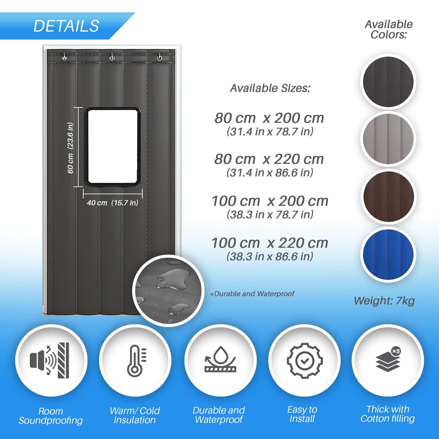 Arrowzoom Door Curtain Pro, Thick Industrial Soundproof,Waterproof for Indoor/Outdoor, Thermal Insulation with Window - KK1456