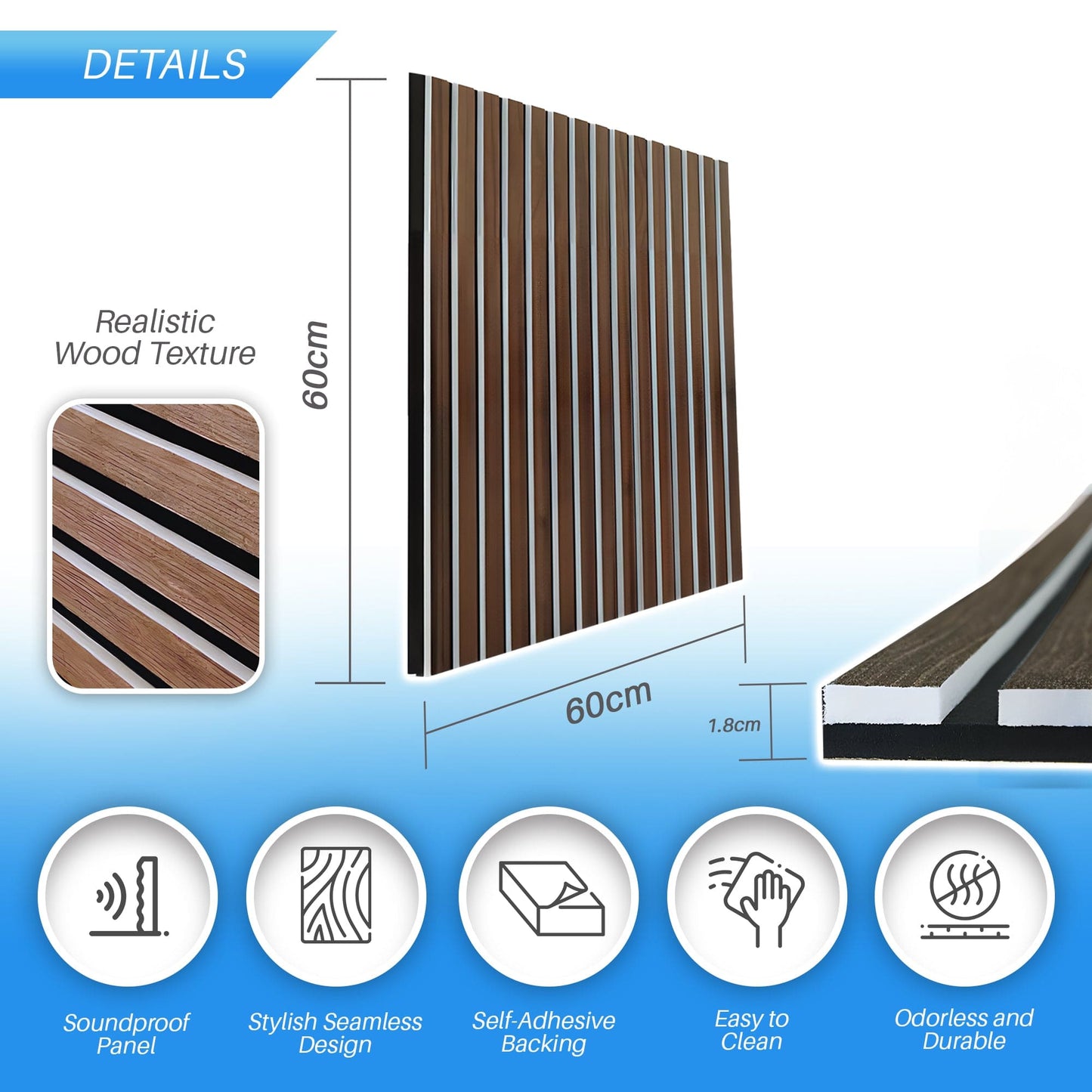 Arrowzoom Sound-Absorbing Felt Wood Printed Slats - KK1441