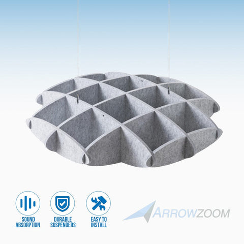 Arrowzoom EchoArt Elegant Sound Absorbers Hanging Ceiling Panels Gray 80 cm - KK1459