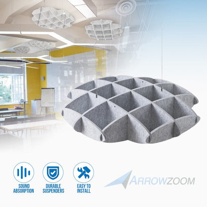 Arrowzoom EchoArt Elegant Sound Absorbers Hanging Ceiling Panels Gray 80 cm - KK1459