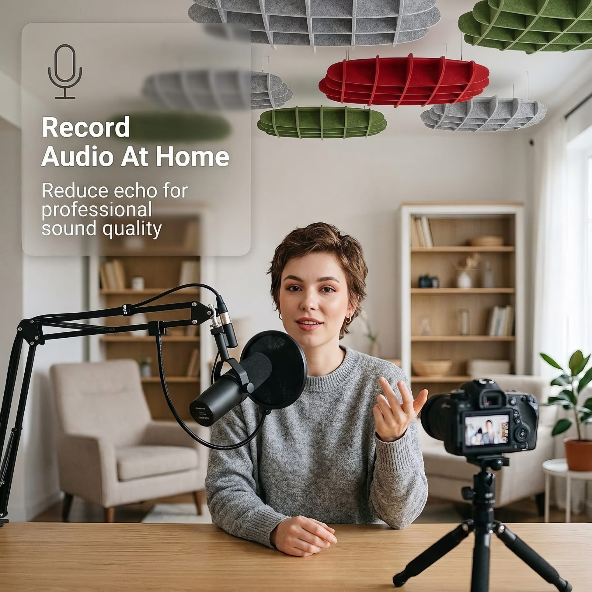 Arrowzoom EchoArt Elegant Sound Absorbers Hanging Ceiling Panels Green cm - KK1461