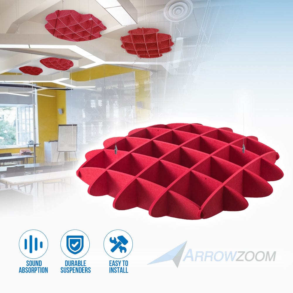 Arrowzoom EchoArt Elegant Sound Absorbers Hanging Ceiling Panels Red 100 cm - KK1462