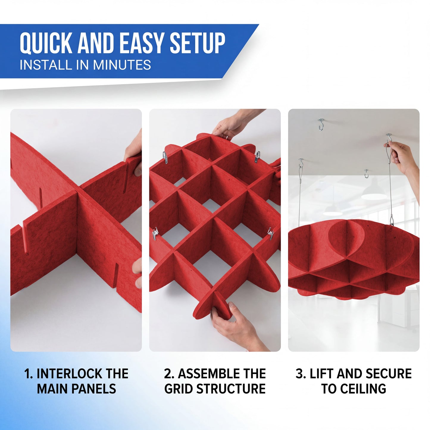 Arrowzoom EchoArt Elegant Sound Absorbers Hanging Ceiling Panels Red - KK1462