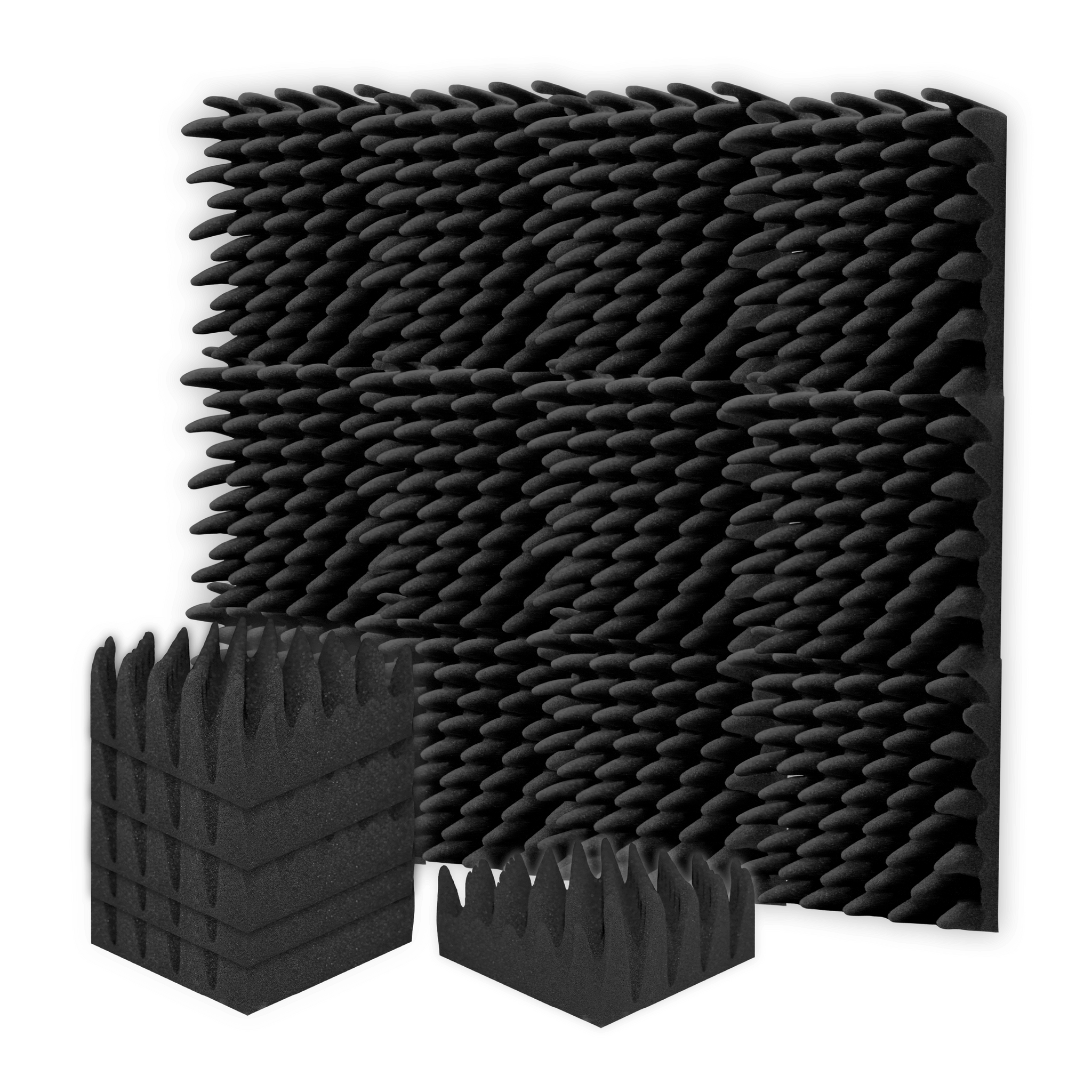 Arrowzoom Acoustic Eggcrate Panel - Black KK1052 Black / 12 Pieces - 25 x 25 x 10cm / 10 x 10 x 4"