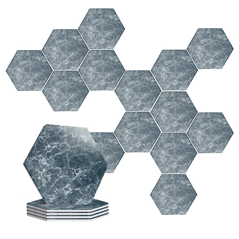 Arrowzoom Azure Frost Marble Printed Self-Adhesive Hexagon Felt Art Panels -KK1407 12