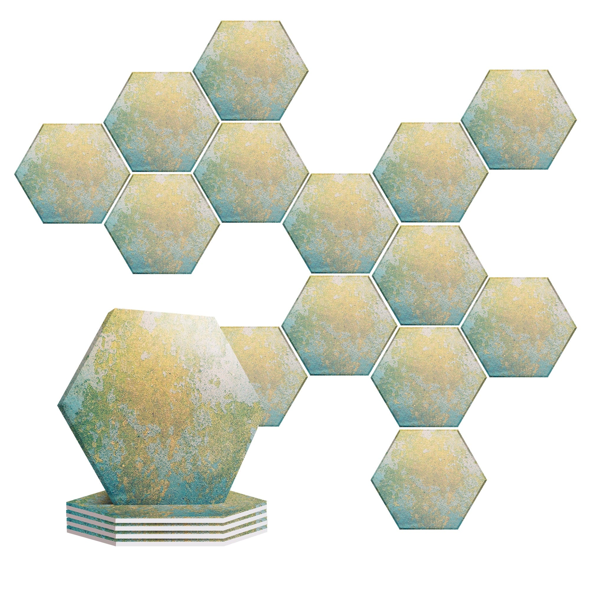 Arrowzoom Serpentine Marble Printed Self-Adhesive Hexagon Felt Art Panels -KK1406 12
