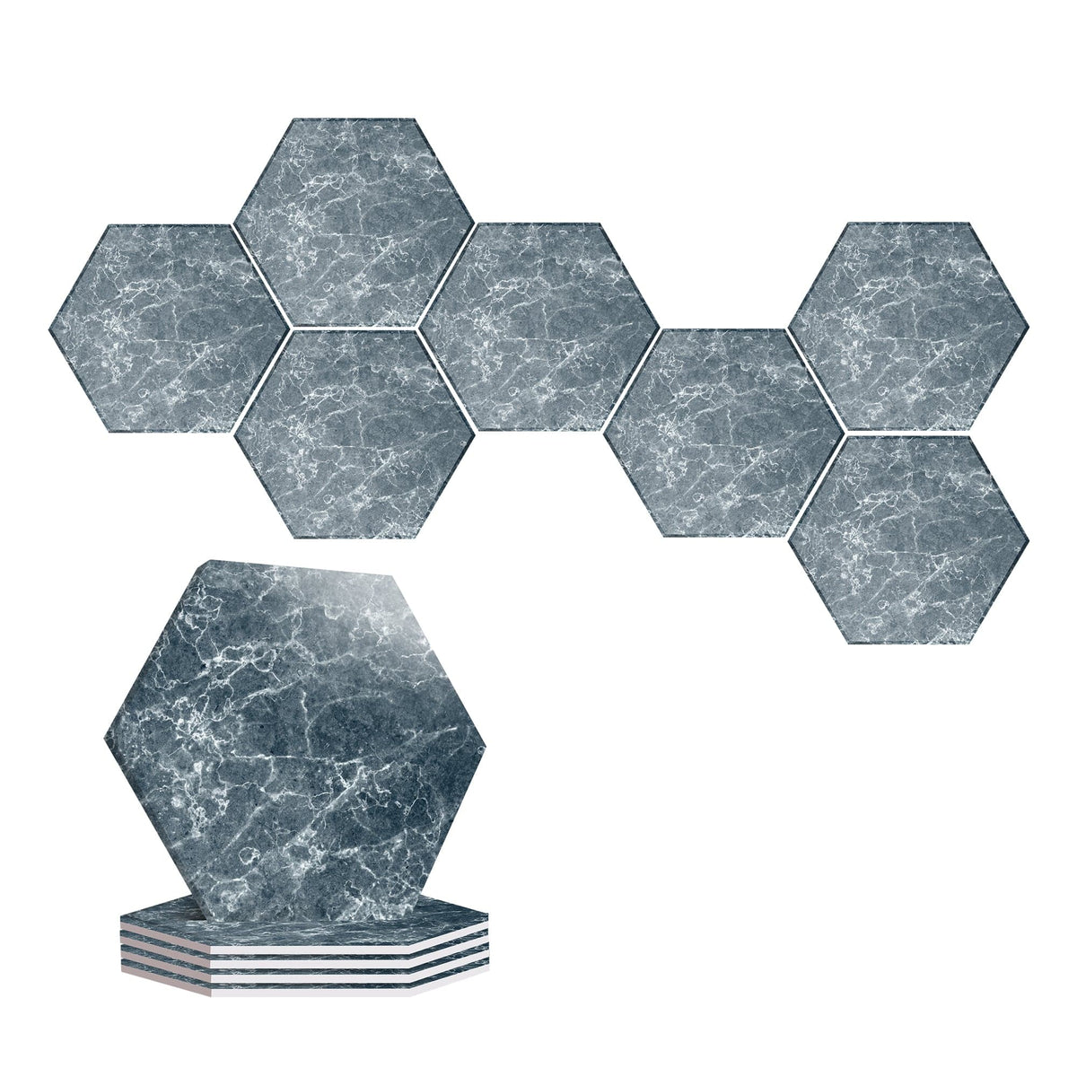 Arrowzoom Azure Frost Marble Printed Self-Adhesive Hexagon Felt Art Panels -KK1407 6