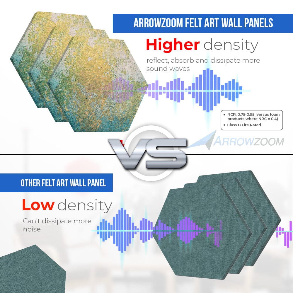 Arrowzoom Pure Alabaster Marble Printed Self-Adhesive Hexagon Felt Art Panels -KK1408