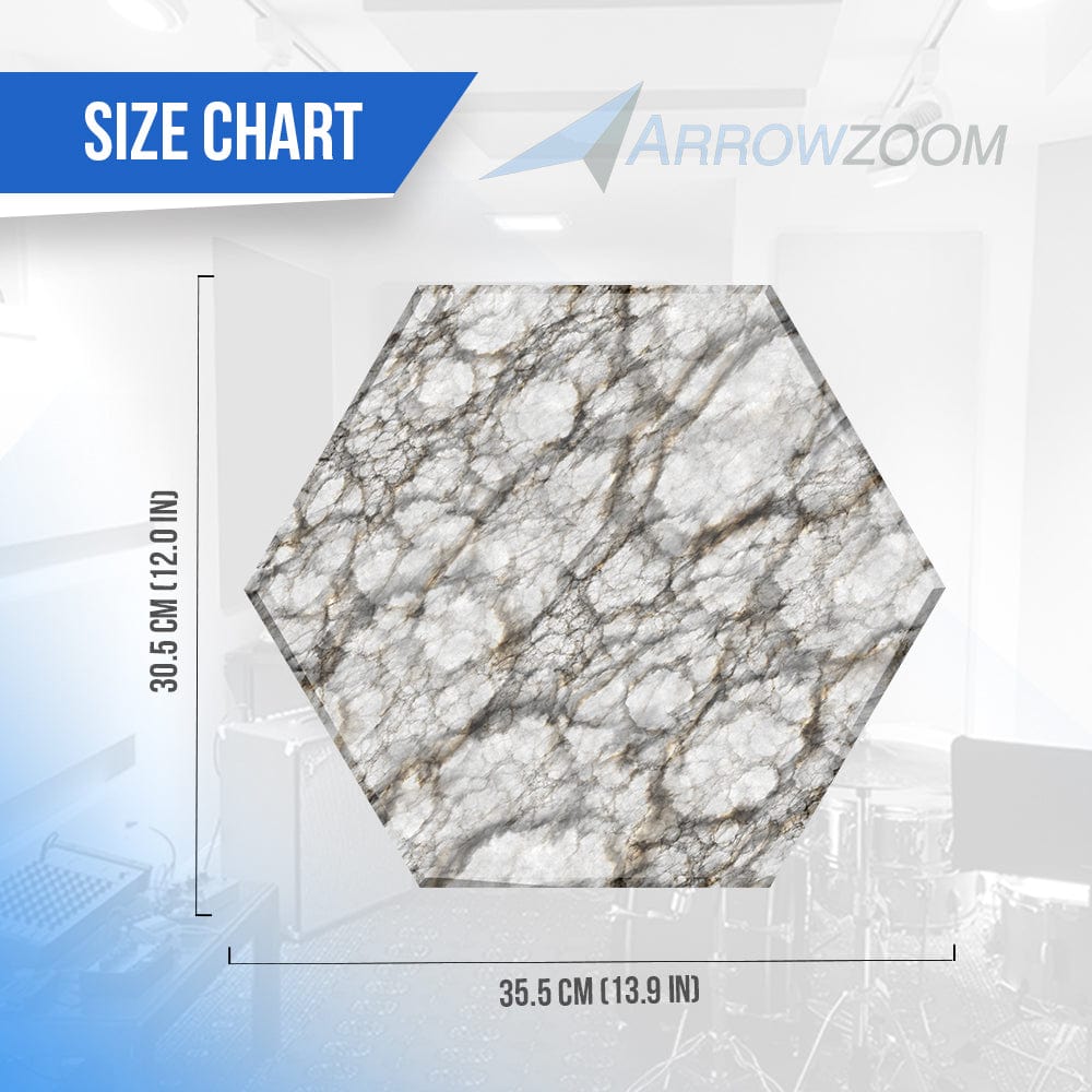 Arrowzoom Pure Alabaster Marble Printed Self-Adhesive Hexagon Felt Art Panels -KK1408