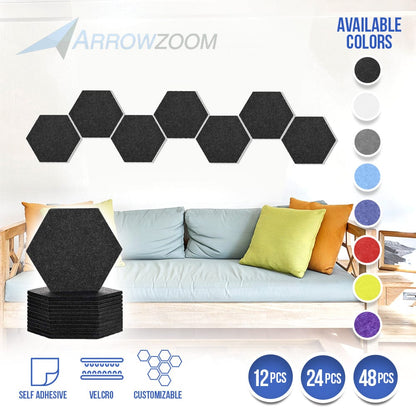 Arrowzoom Hexagon Felt Sound Absorbing Wall Panel - Solid Color - KK1224