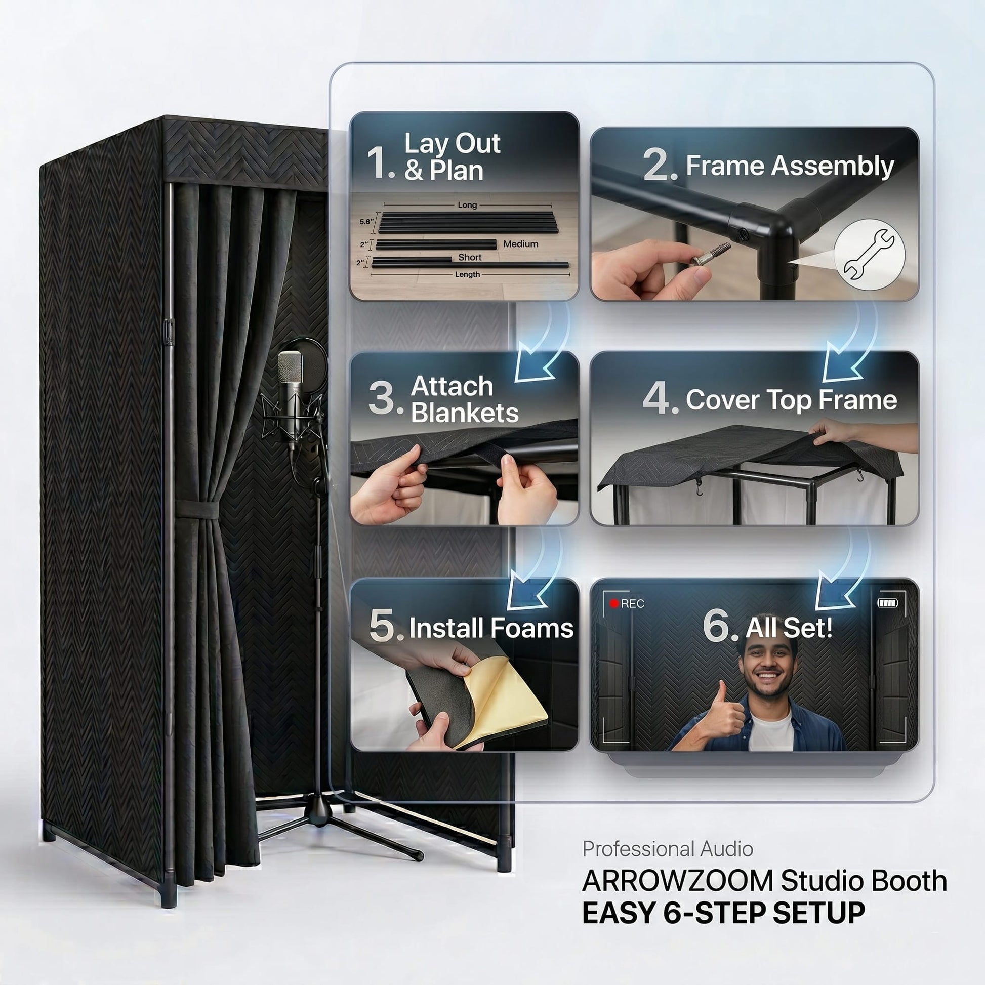 Studio-Quality Portable Vocal Booth — Kill Outside Noise, Set Up in 15 Min (KK1250)