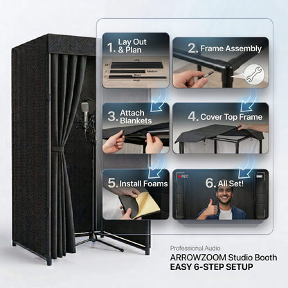 Studio-Quality Portable Vocal Booth — Kill Outside Noise, Set Up in 15 Min (KK1250)
