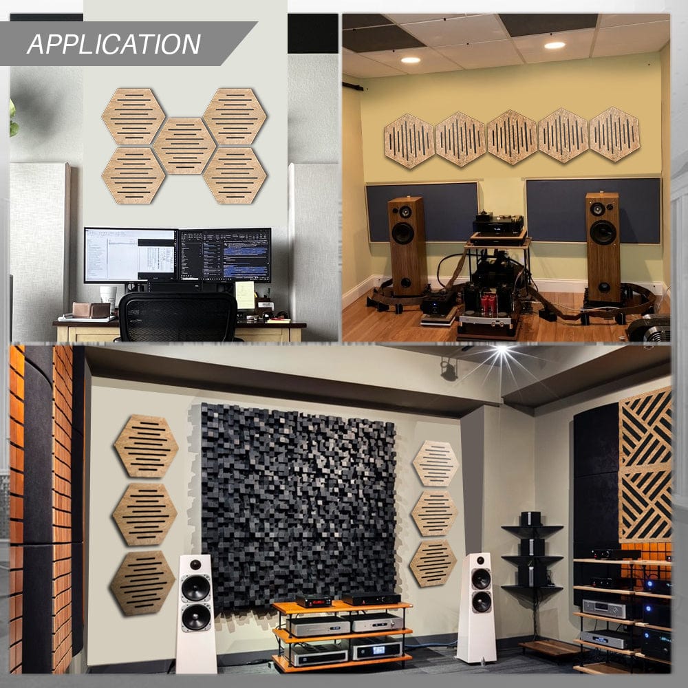 Arrowzoom™ Diffuse PRO Hexagon Waves Acoustic Wooden Panel - KK1403