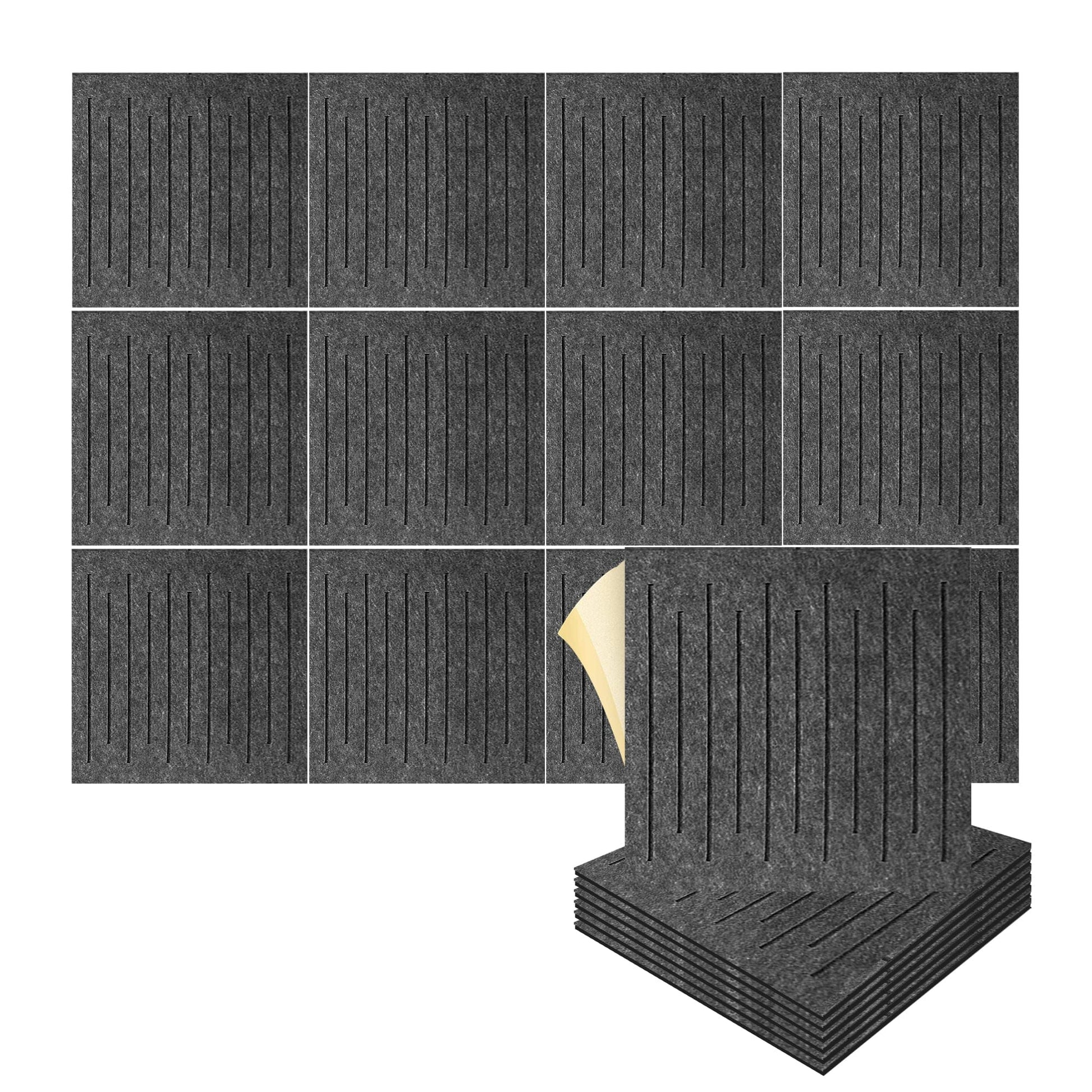 Arrowzoom Soundwave 3D Square Polyester Felt Art Panels - KK1393