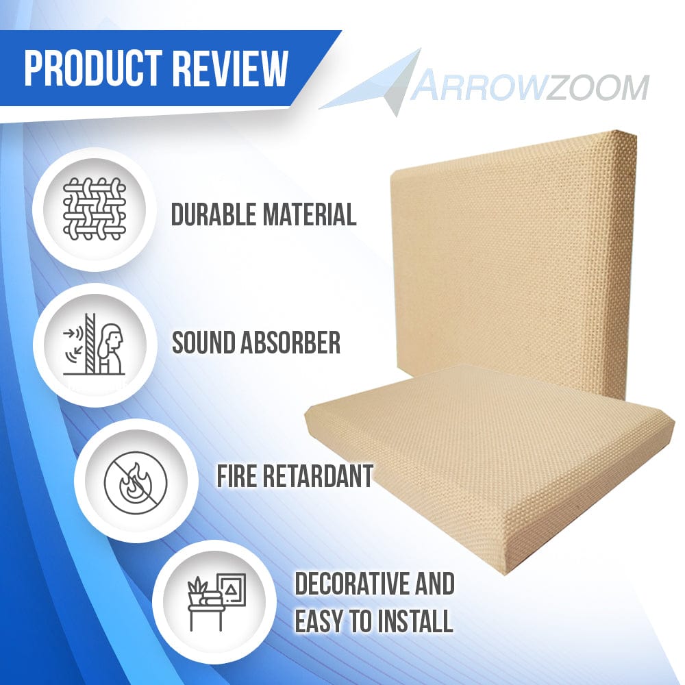 Arrowzoom Sound Absorbing Acoustic Fabric Wrapped Panel - 2 pcs - KK1205