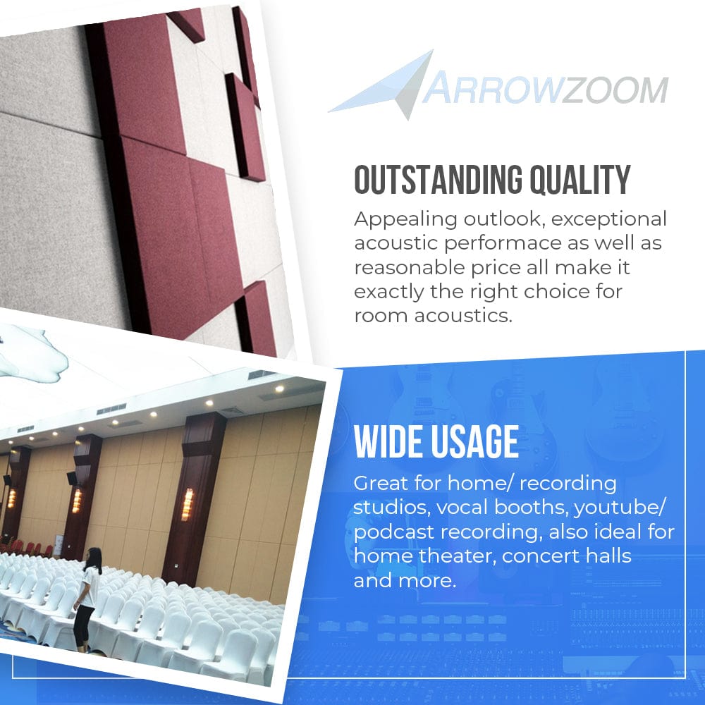 Arrowzoom Sound Absorbing Acoustic Fabric Wrapped Panel - 2 pcs - KK1205