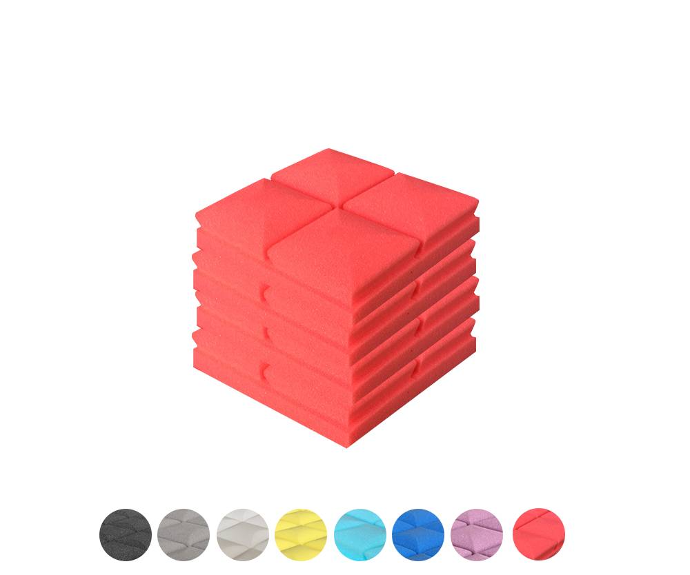 New 4 pcs Bundle Hemisphere Grid Type Acoustic Panels Sound Absorption Studio Soundproof Foam 8 Colors KK1040 20 X 20 X 5cm (7.8 X 7.8 X 1.9 in) / Red