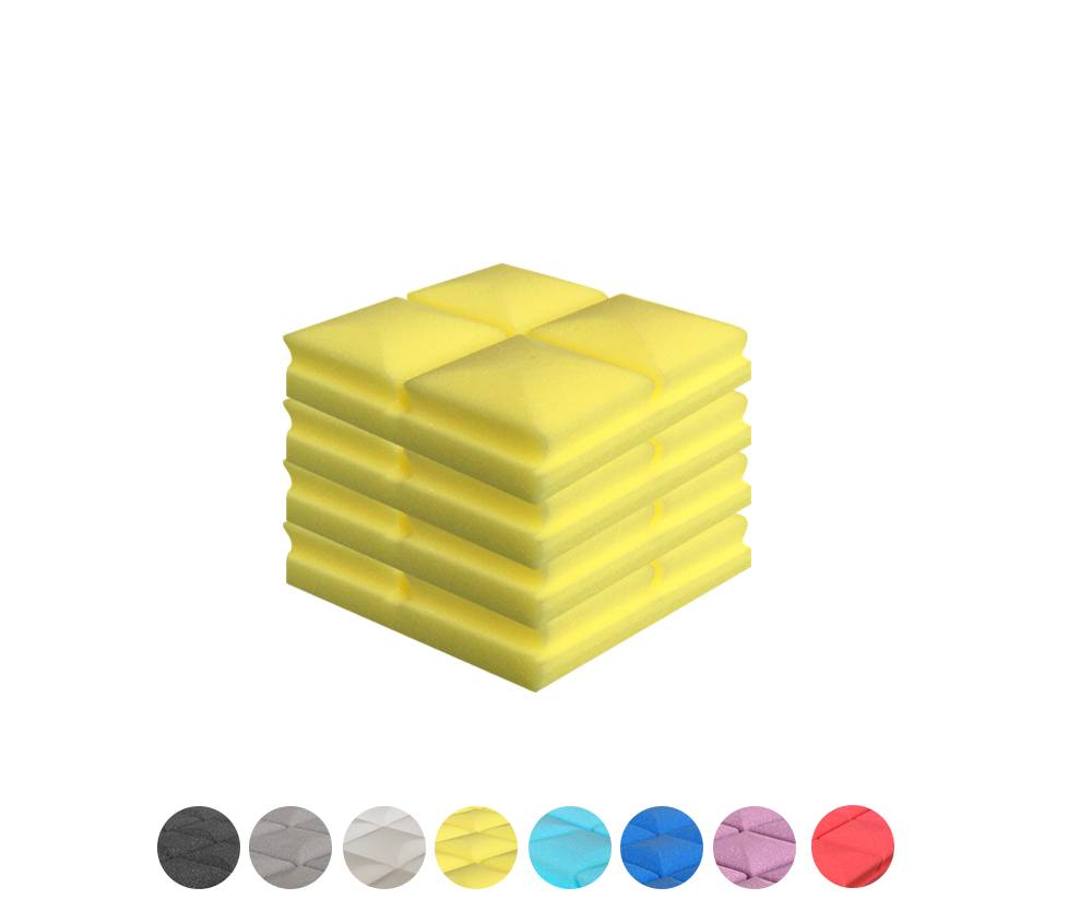 New 4 pcs Bundle Hemisphere Grid Type Acoustic Panels Sound Absorption Studio Soundproof Foam 8 Colors KK1040 20 X 20 X 5cm (7.8 X 7.8 X 1.9 in) / Yellow