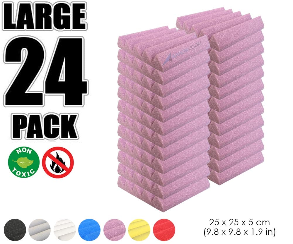 New 24 pcs Wedge Tiles Acoustic Panels Sound Absorption Studio Soundproof Foam 7 Colors KK1134 25 x 25 x 5 cm (9.8 x 9.8 x 1.9 in) / Purple