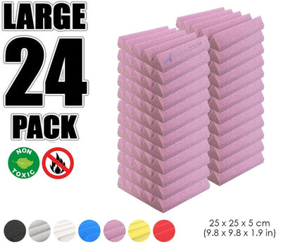 New 24 pcs Wedge Tiles Acoustic Panels Sound Absorption Studio Soundproof Foam 7 Colors KK1134 25 x 25 x 5 cm (9.8 x 9.8 x 1.9 in) / Purple