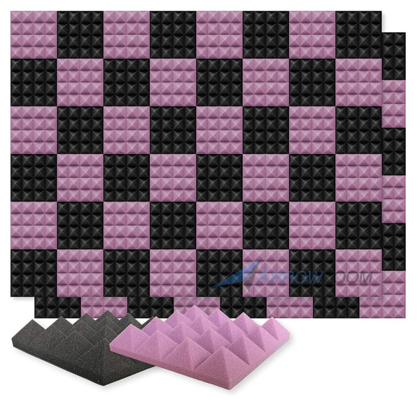 New 96 pcs Black and Purple Bundle Pyramid Tiles Acoustic Panels Sound Absorption Studio Soundproof Foam KK1034 25 X 25 X 5cm (9.8 X 9.8 X 1.9 in)