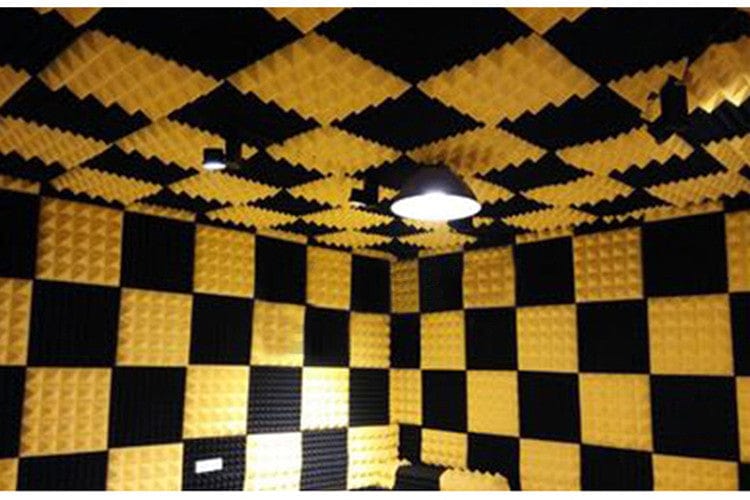 Arrowzoom Acoustic Foam Metro Striped Ceiling - Pearl White x Yellow Bundle - KK1041