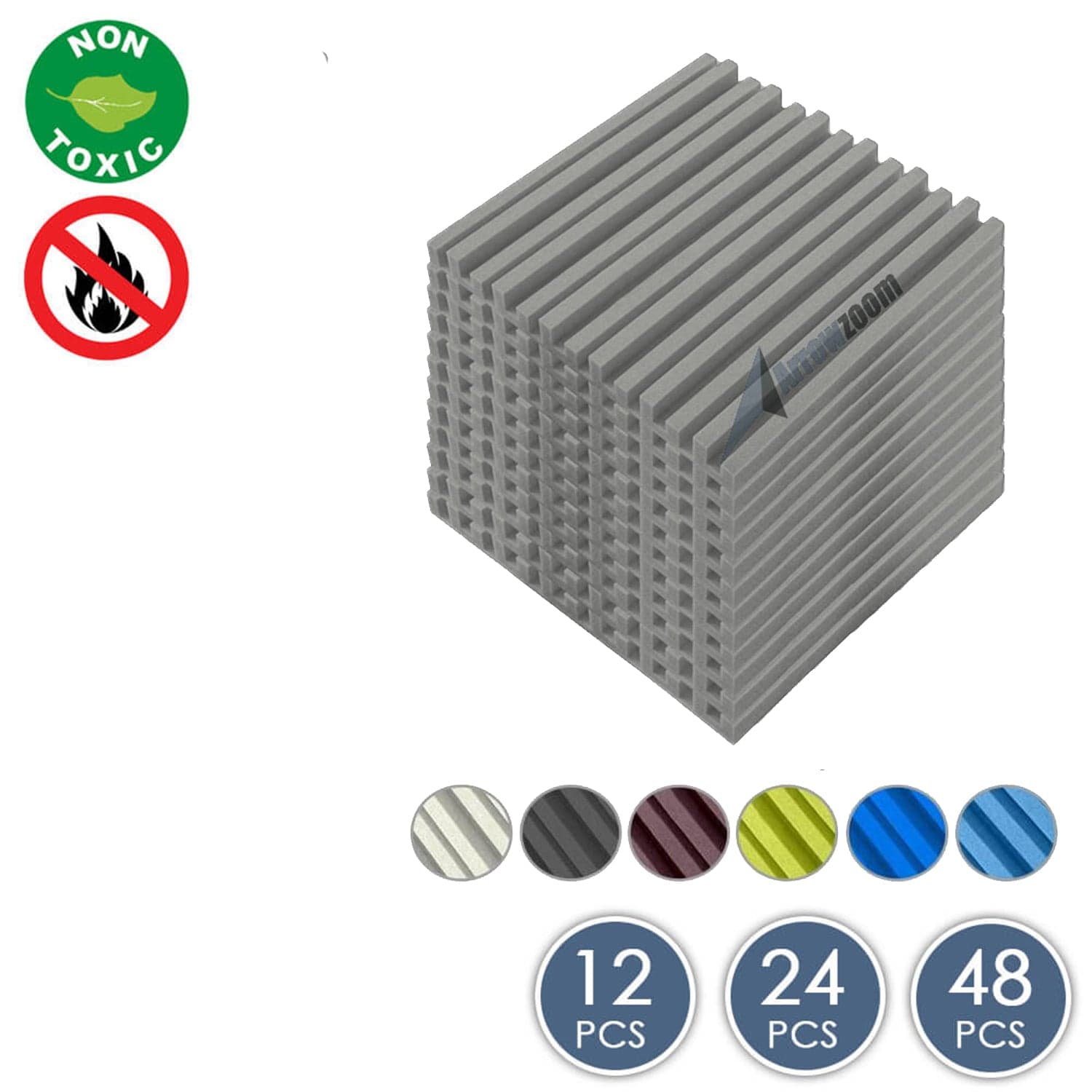 Arrowzoom Acoustic Foam - Metro Striped Ceiling - Solid Colors - KK1041